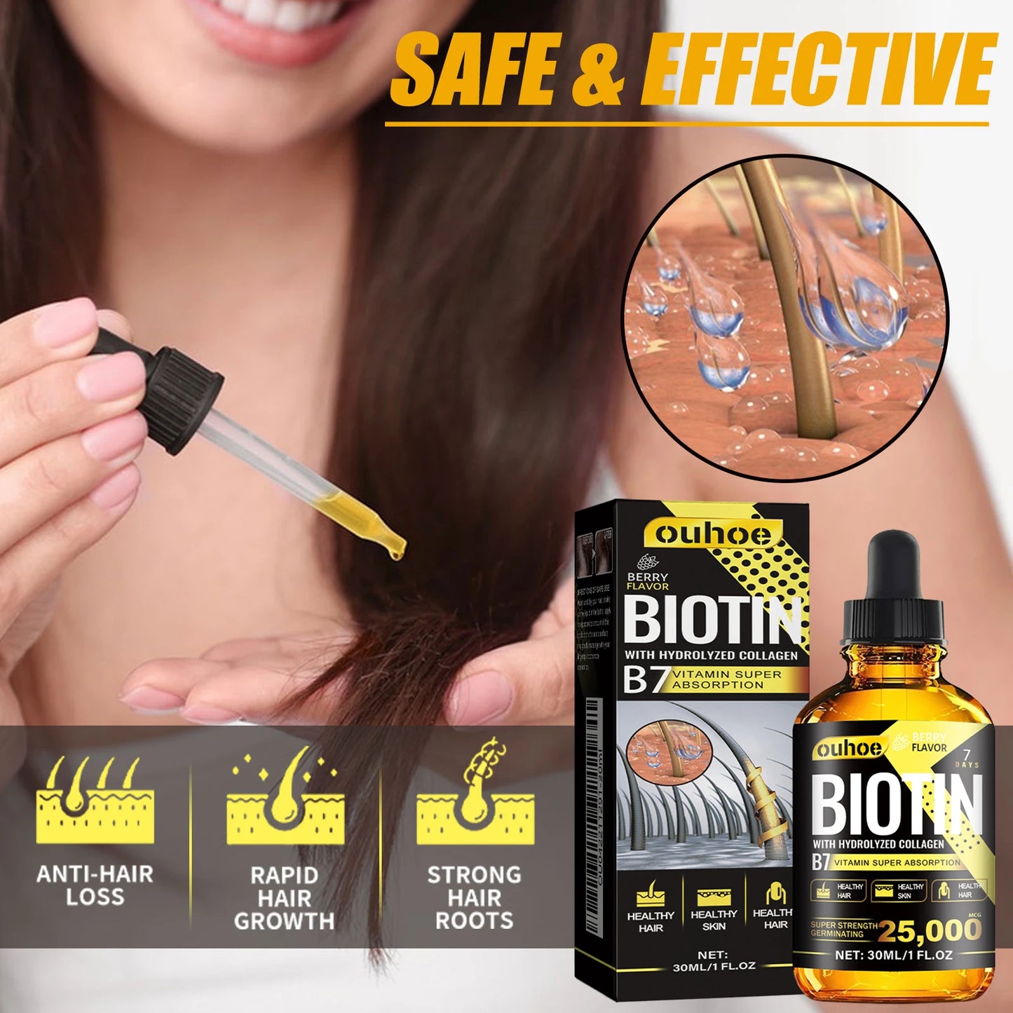 Collagen + Vitamin B7 Hair Care Oil for Hair Loss Prevention